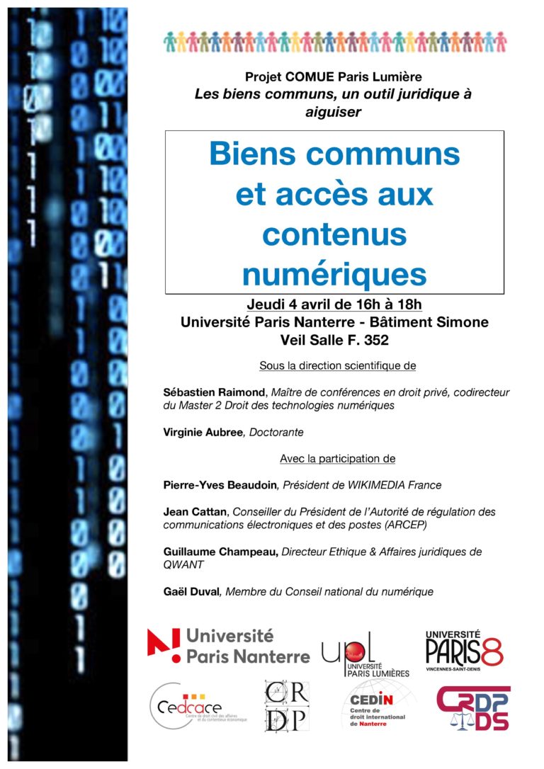 Conférence – Projet “Biens communs” : Biens communs et accès aux contenus numériques, 4 avril 2019