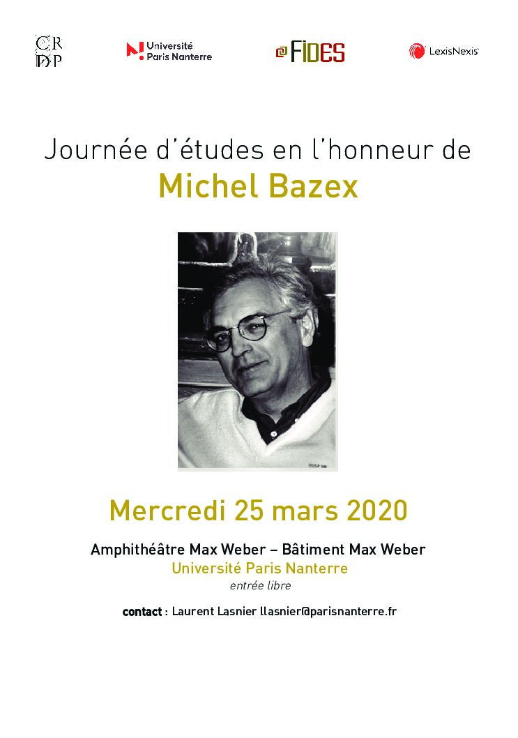 Journée d’études en l’honneur de Michel Bazex – Mercredi 25 mars 2020