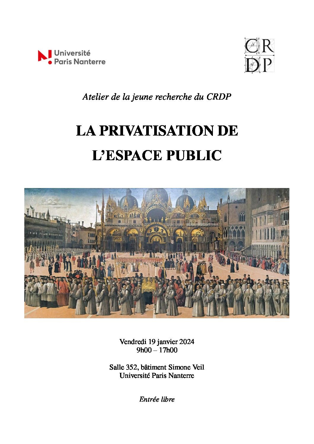 Atelier de la jeune recherche : La privatisation de l’espace public