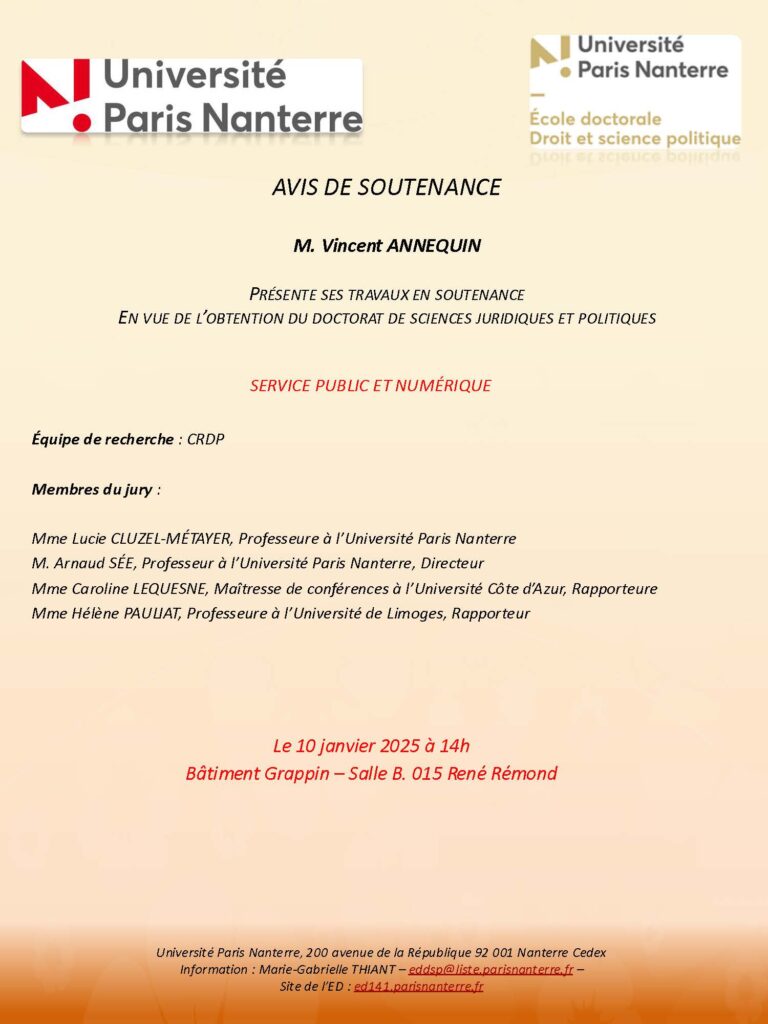 Soutenance de thèse – M. Vincent ANNEQUIN