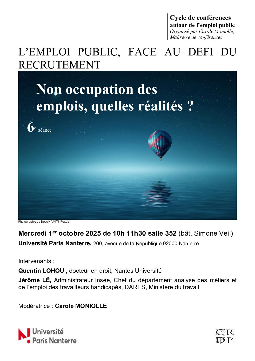 Cycle de conférences autour de l’emploi public -6e séance