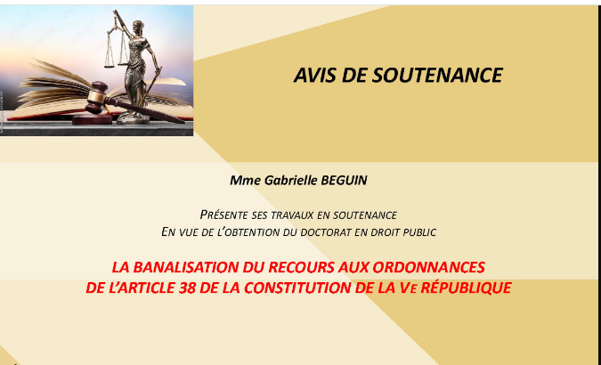 Soutenance de thèse – Mme  Gabrielle BEGUIN