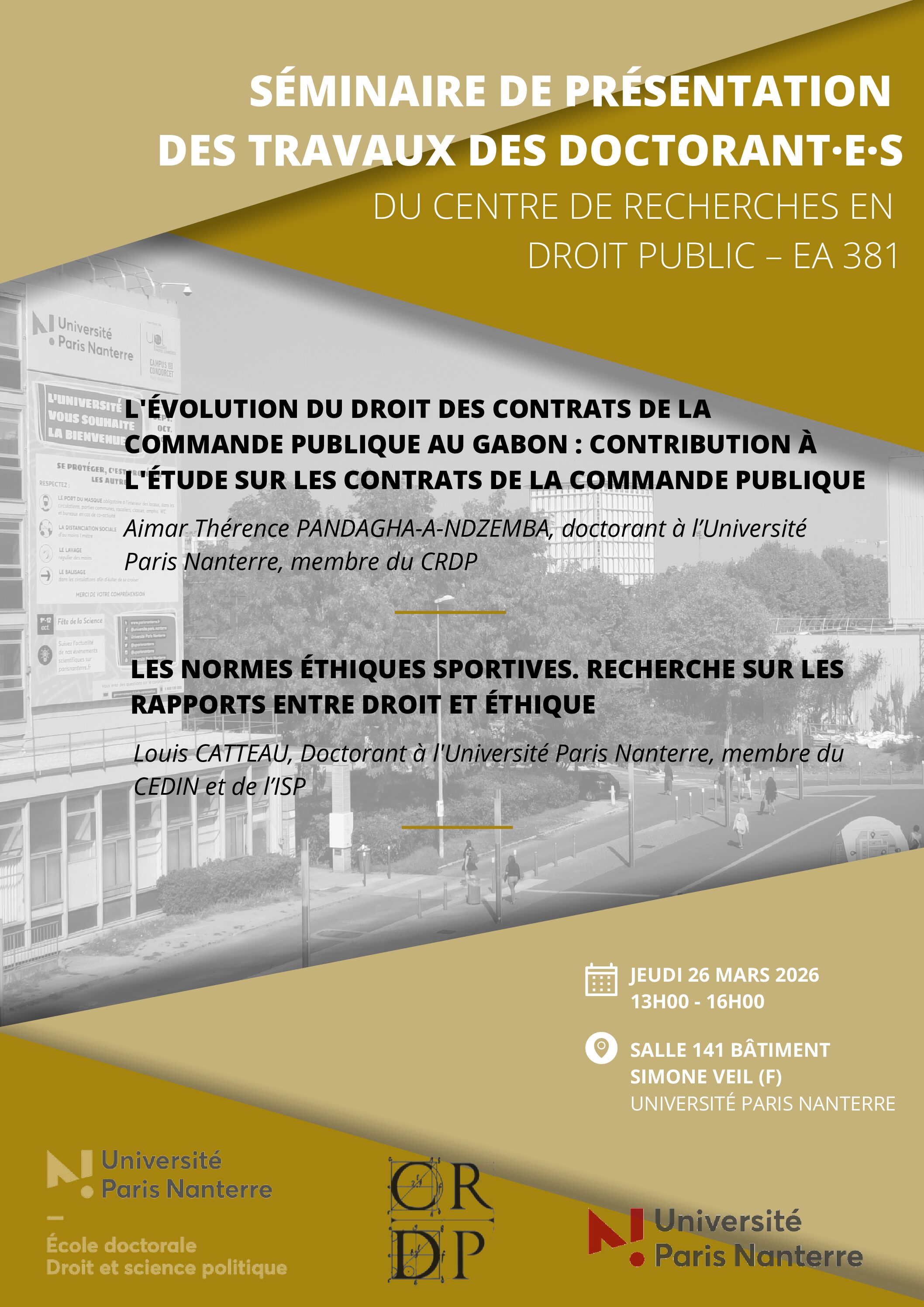 SÉMINAIRE DE PRÉSENTATION DES TRAVAUX DES DOCTORANT·E·S