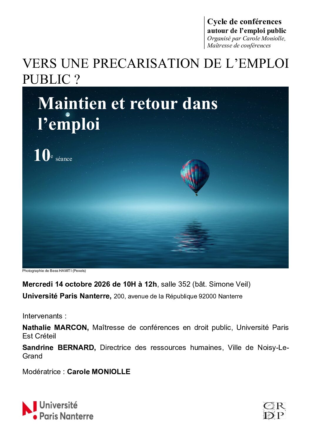 Cycle de conférences autour de l’emploi public –  séance 10