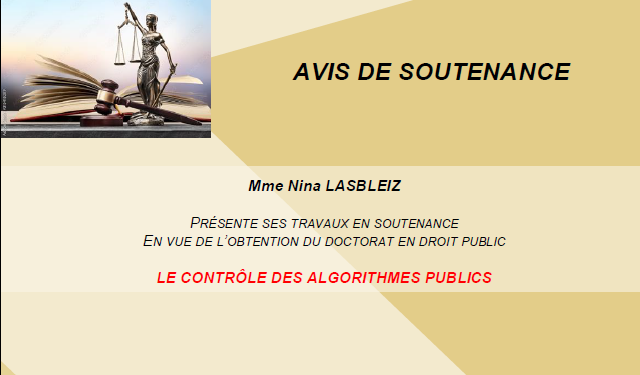 Soutenance de thèse – Mme Nina LASBLEIZ